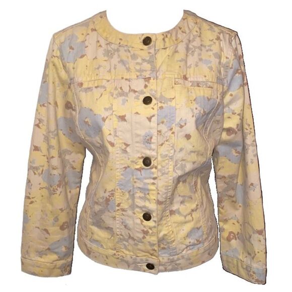 Vintage Yellow Floral Denim Jacket - Picture 1 of 6